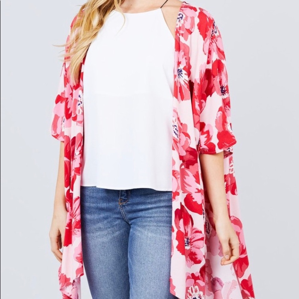 NEW Pink and Red Floral Cardigan